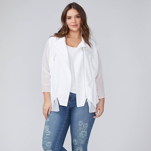 NWT Lane Bryant Jacket with Chiffon Sleeve and Hem - Picture 1 of 3
